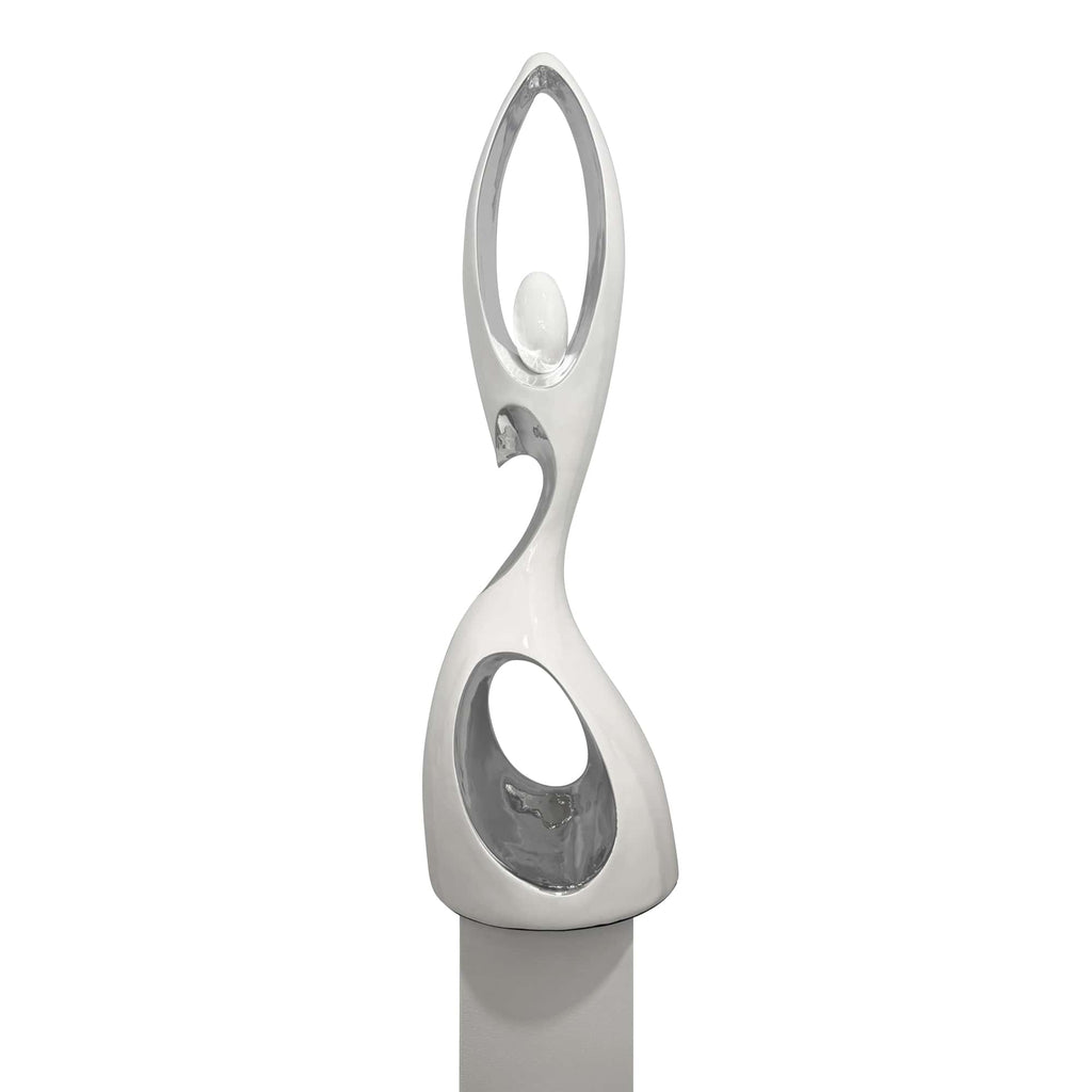 Tall Doll Floor Sculpture // White and Chrome