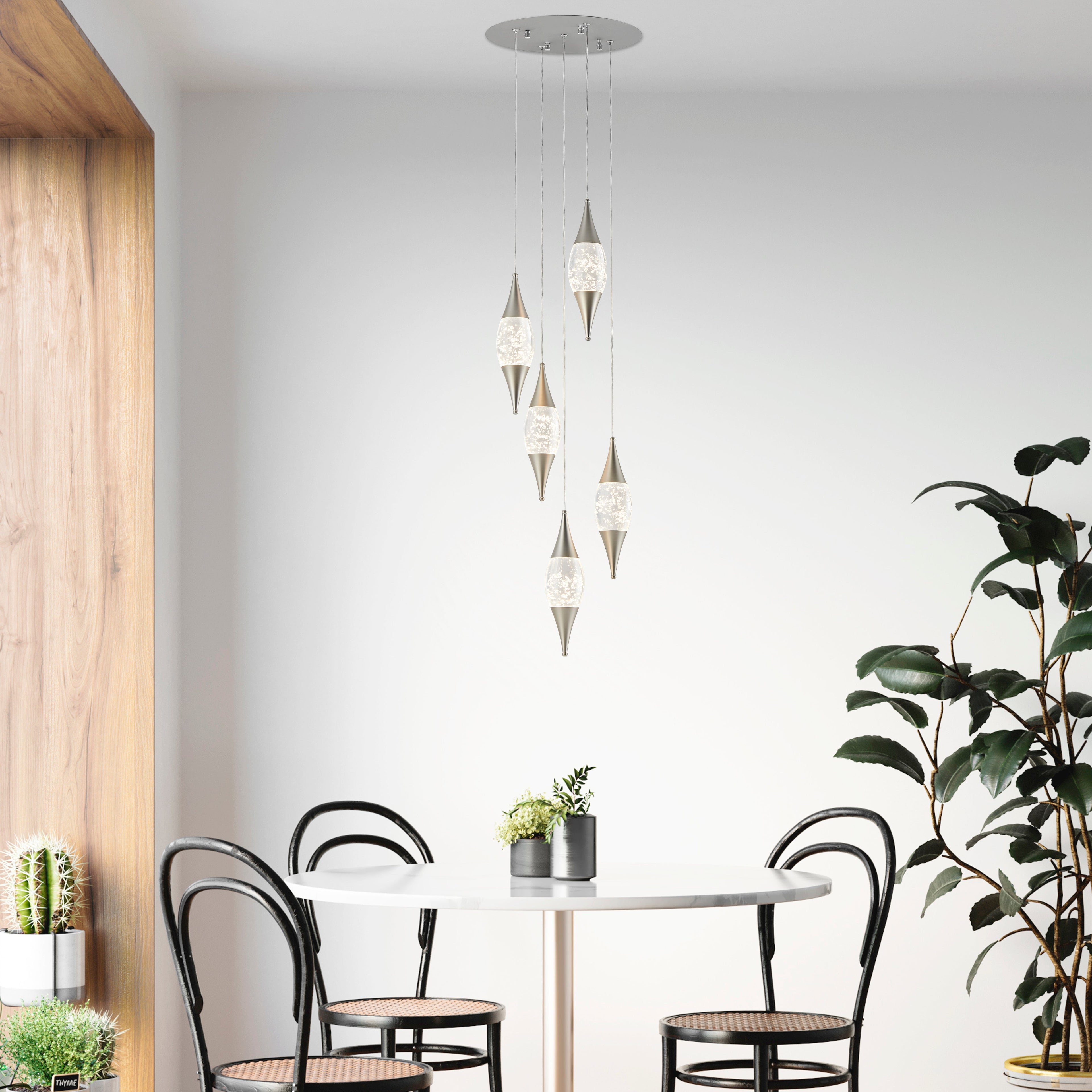Shinny Teardrops Round Chandelier // Matte Nickel